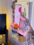 Neutral & Neon Print Smiley Wristlet Keychain