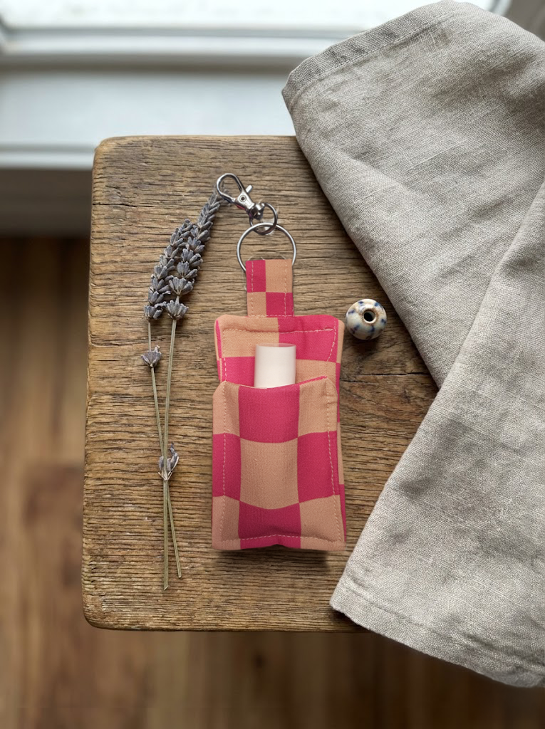 Pink Lip Balm Holder Keychain